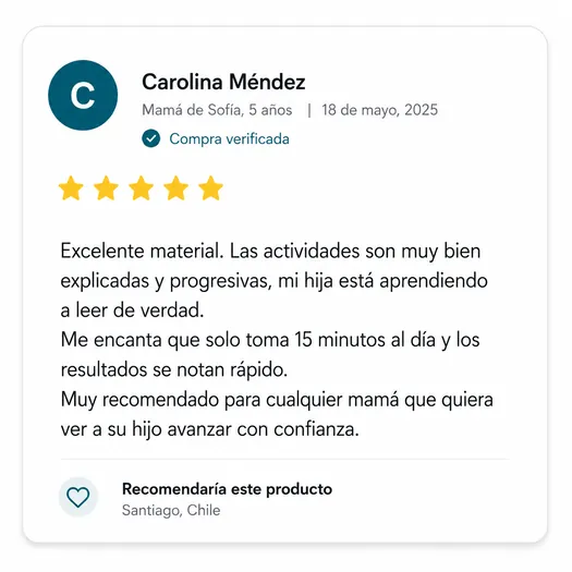 Testimonio de madre sobre Aprende a Leer en 15 Minutos al Día