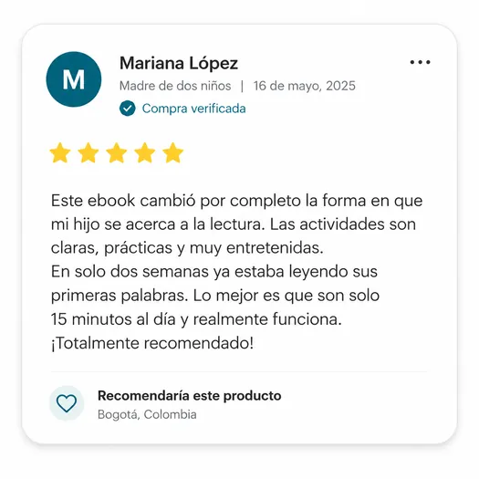 Testimonio de madre sobre Aprende a Leer en 15 Minutos al Día